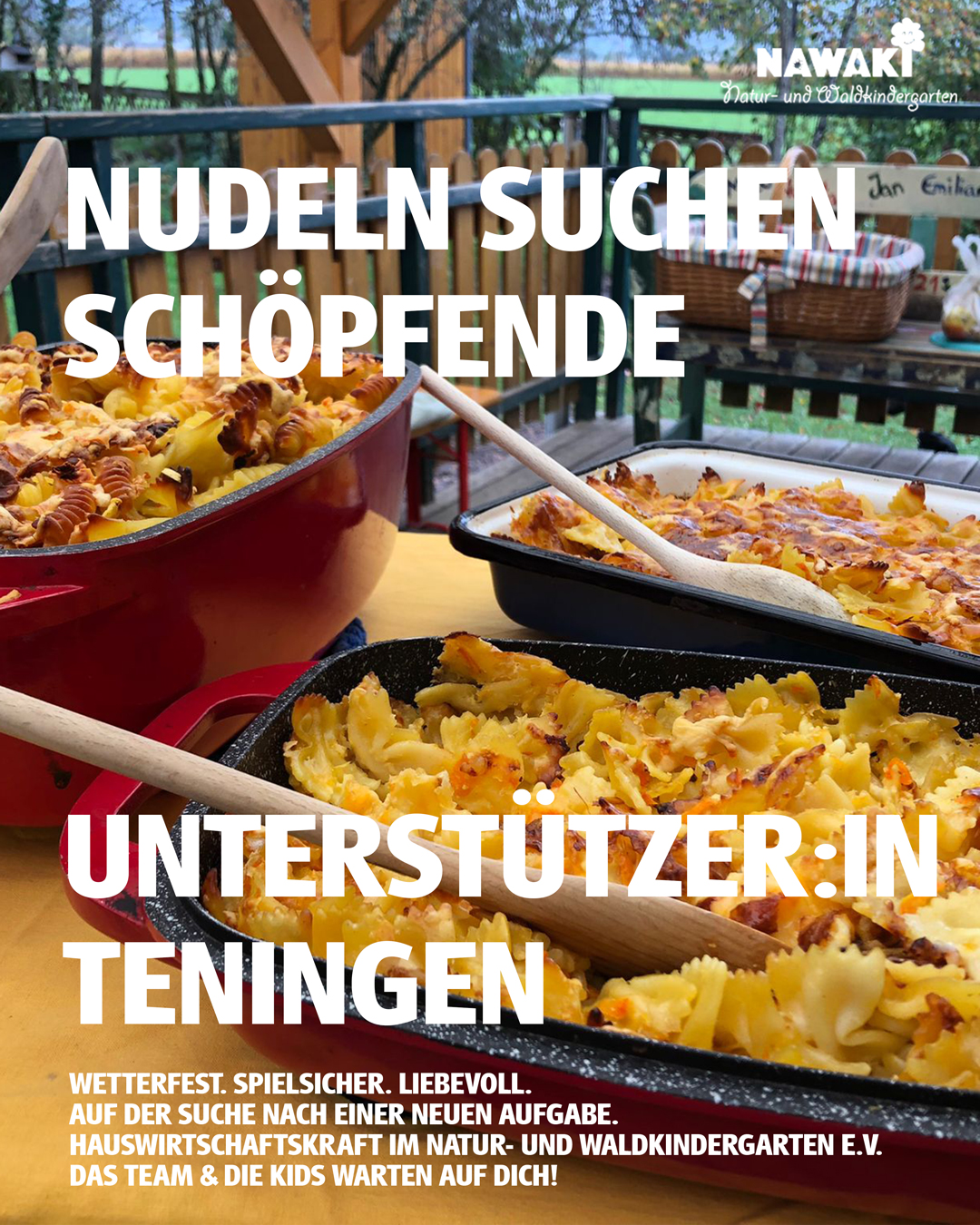 Stellenangebot: Hauswirtschaftskraft zur Unterstützung gesucht für den Natur- und Waldkindergarten Teningen (m/w/d)